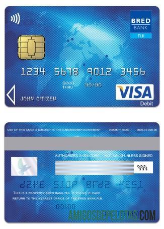 Cartão Visa Bancário Criado em Fiji modelo